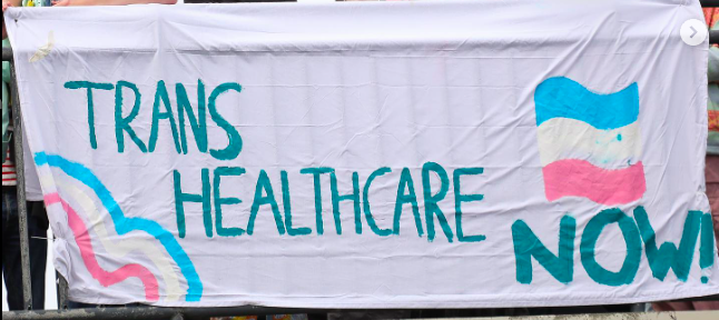 Picture that says 'trans healthcare now'